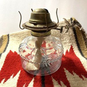 Vintage Eagle "Aguila" Glass Oil Lamp Base w/ Brass Burner & Wick Made In‎ USA.